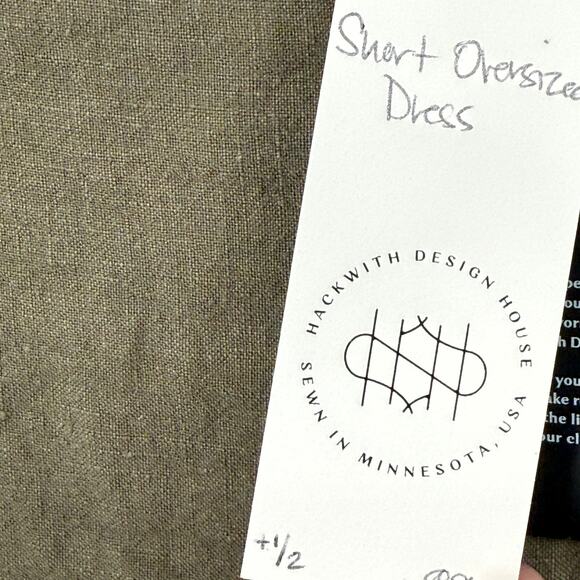 Hackwith Design 100% Linen Short Oversized Dress Dark Green +1/2 18W/20W NWT - Picture 5 of 7